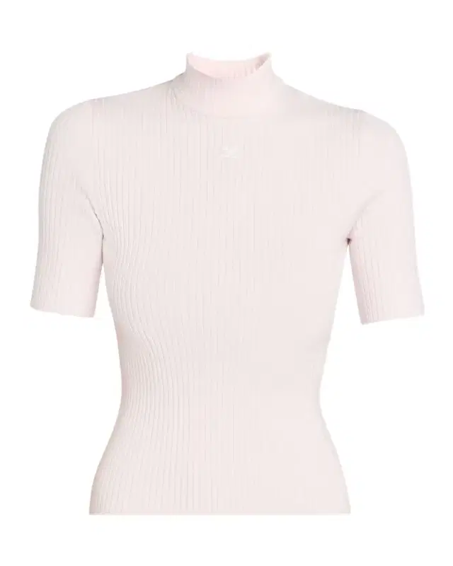 Mock-Neck Short-Sleeve Rib Pullover