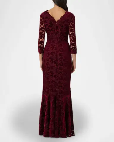 Shoshanna Brianna Floral Velvet Lace Column Gown | Thumbnail 3