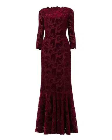 Shoshanna Brianna Floral Velvet Lace Column Gown | Thumbnail 1