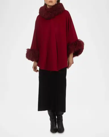 Gorski Cashmere & Wool Blend Cape with Select Lamb Shearling Trim | Thumbnail 2