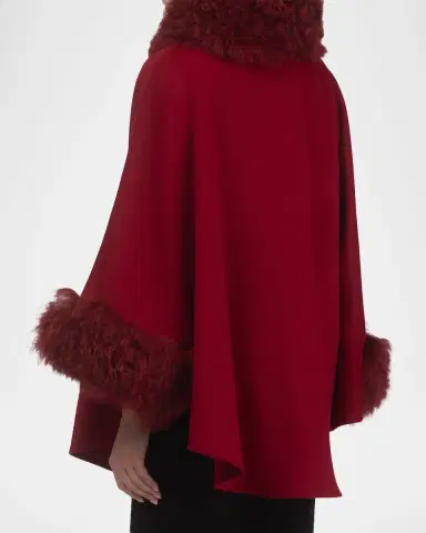 Gorski Cashmere & Wool Blend Cape with Select Lamb Shearling Trim | Thumbnail 3