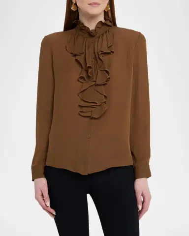Nili Lotan Lily Ruffle-Embellished Silk Blouse | Thumbnail 4