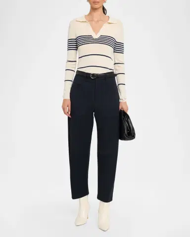 Nili Lotan Shon Wool Barrel-Leg Ankle Pants | Thumbnail 2 Nili Lotan Shon Wool Barrel-Leg Ankle Pants | Thumbnail 2