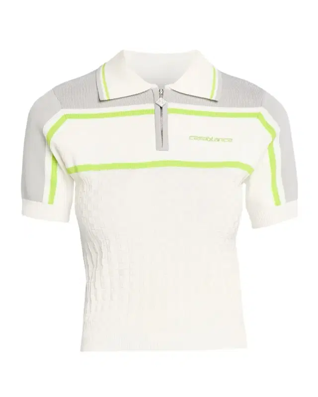 Striped Textured Knit Tennis Polo Shirt