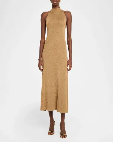 Altuzarra Mitzi Metallic Mock-Neck Midi Dress | Thumbnail 2