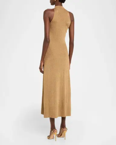 Altuzarra Mitzi Metallic Mock-Neck Midi Dress | Thumbnail 3