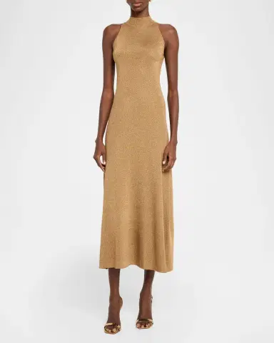 Altuzarra Mitzi Metallic Mock-Neck Midi Dress | Thumbnail 4