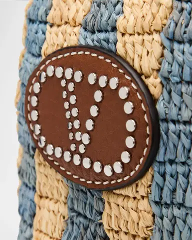 Valentino Garavani Small Striped Viscose Raffia Bucket Bag | Thumbnail 10 Valentino Garavani Small Striped Viscose Raffia Bucket Bag | Thumbnail 10
