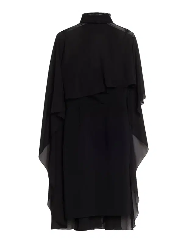 Rickie Freeman for Teri Jon Chiffon Tie-Neck Cape Slip Dress