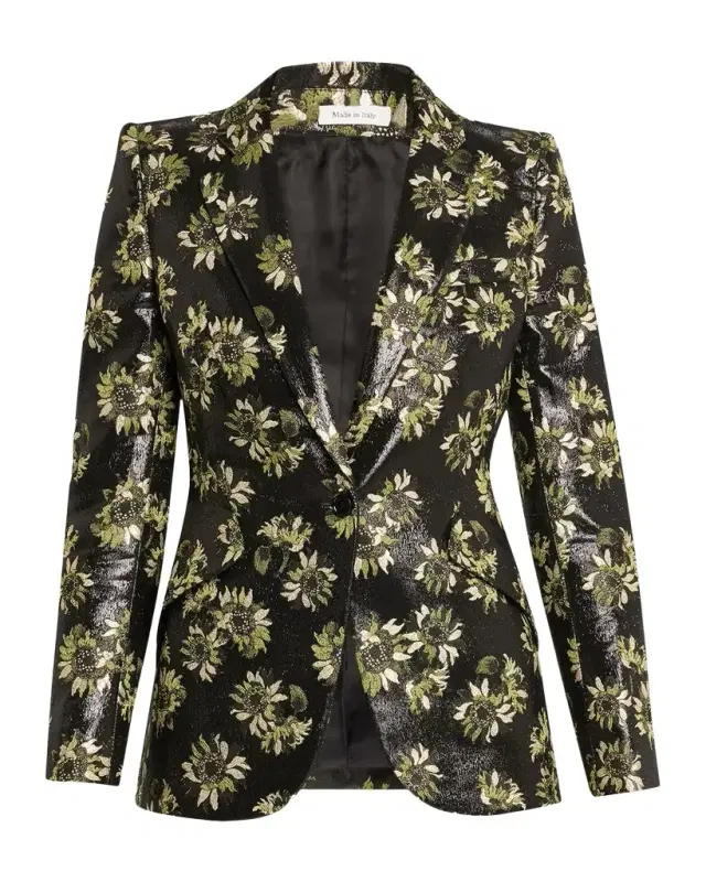 McQueen Lacquered Sunflower Single-Breasted Jacket