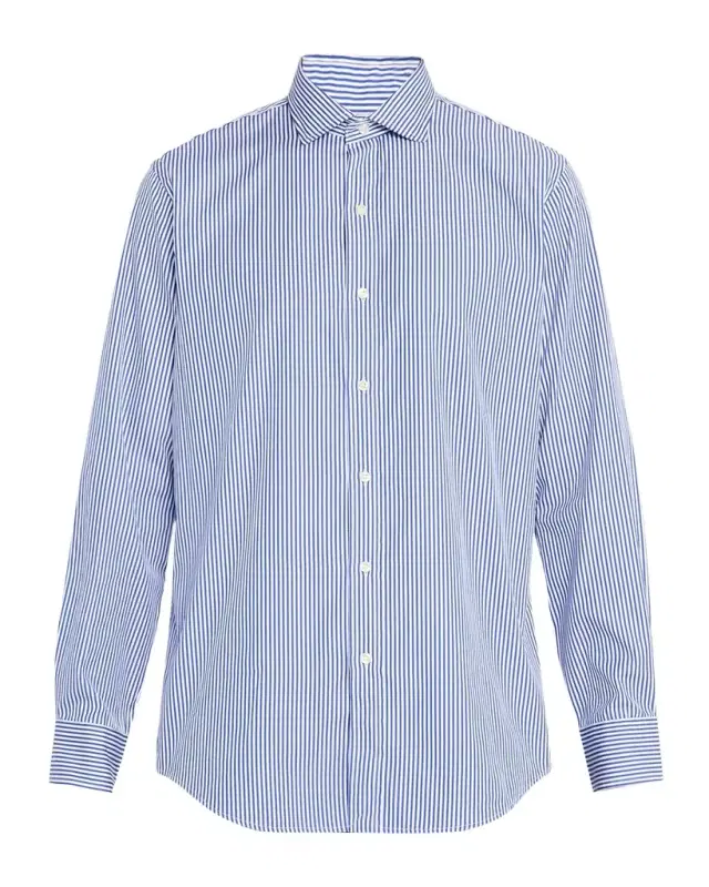 Men 's Classic Fit Stripe Poplin Sport Shirt