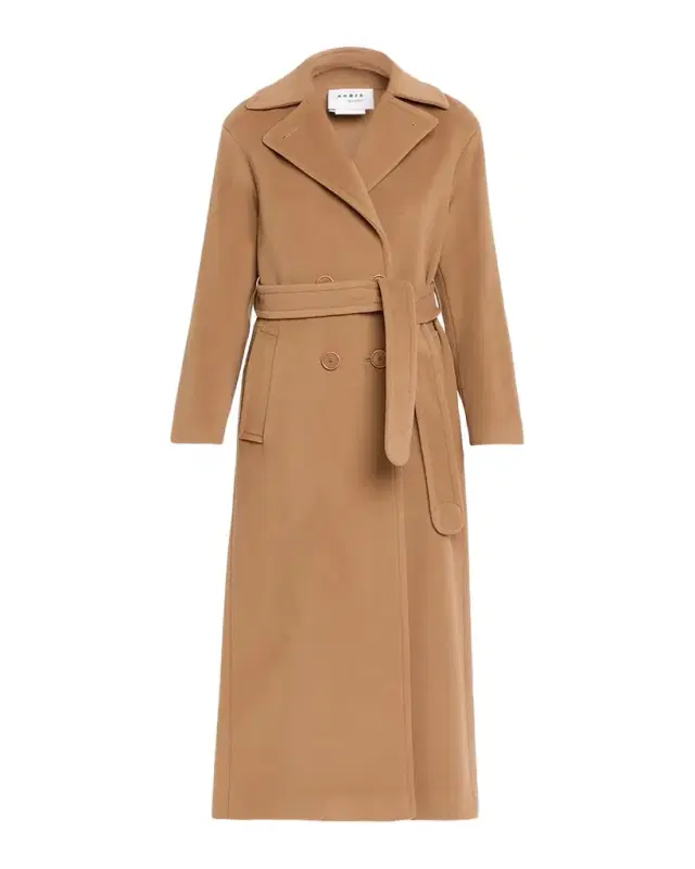 Akris punto Long Double-Breast Belted Wool-Cashmere Coat
