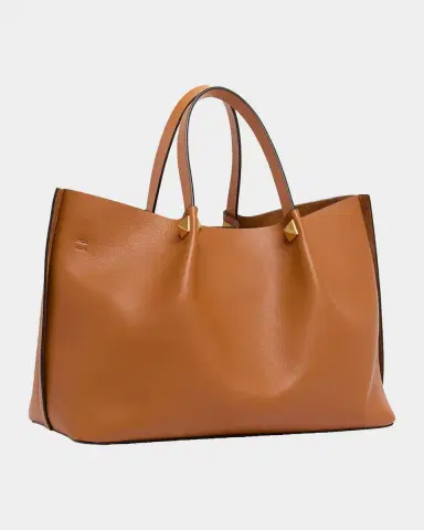 Valentino Garavani Medium Pleated Rockstud Leather Tote Bag | Thumbnail 3 Valentino Garavani Medium Pleated Rockstud Leather Tote Bag | Thumbnail 3