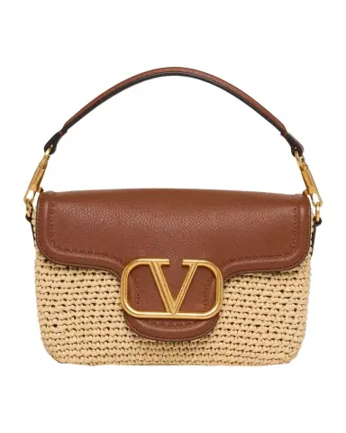 Valentino Garavani Viscose Raffia & Leather Top-Handle Bag | Thumbnail 1 Valentino Garavani Viscose Raffia & Leather Top-Handle Bag | Thumbnail 1