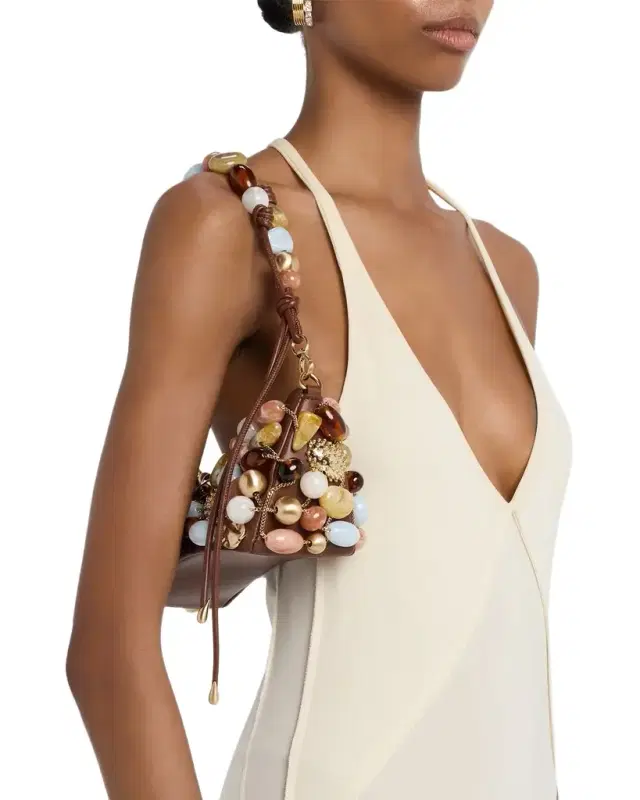 Cult Gaia Mercier Multicolor Stone Leather Shoulder Bag