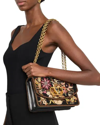 Valentino Garavani Beaded Floral-Embroidered Shoulder Strap | Thumbnail 1 Valentino Garavani Beaded Floral-Embroidered Shoulder Strap | Thumbnail 1