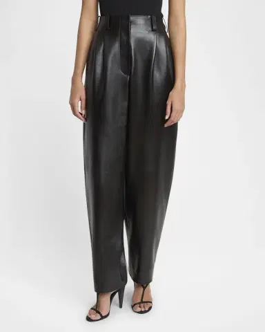 Givenchy Double Pleated Leather Barrel-Leg Trousers | Thumbnail 4 Givenchy Double Pleated Leather Barrel-Leg Trousers | Thumbnail 4
