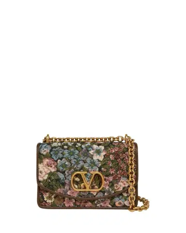 Valentino Garavani Small Floral Woven Leather-Trim Shoulder Bag | Thumbnail 1 Valentino Garavani Small Floral Woven Leather-Trim Shoulder Bag | Thumbnail 1