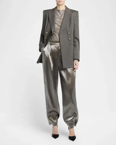 Giorgio Armani Laminated Mesh Long-Sleeve Top | Thumbnail 2