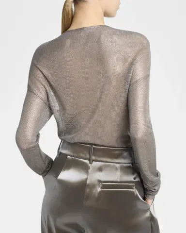 Giorgio Armani Laminated Mesh Long-Sleeve Top | Thumbnail 3