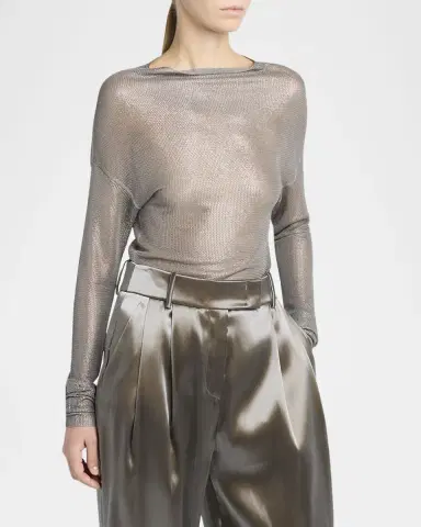 Giorgio Armani Laminated Mesh Long-Sleeve Top | Thumbnail 4