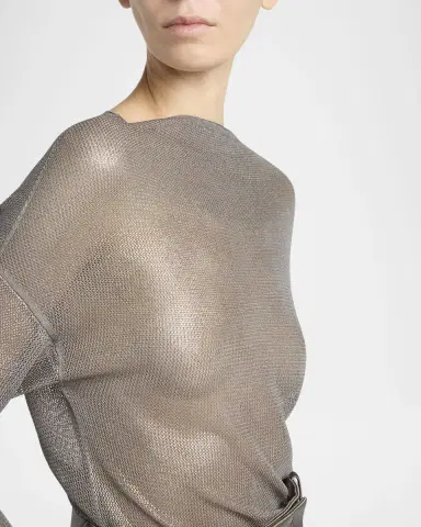 Giorgio Armani Laminated Mesh Long-Sleeve Top | Thumbnail 5