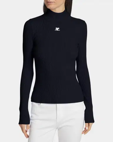 Courreges Turtleneck Long-Sleeve Rib Sweater | Thumbnail 3