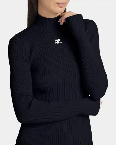 Courreges Turtleneck Long-Sleeve Rib Sweater | Thumbnail 4