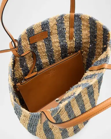 Valentino Garavani Striped Raffia Bucket Bag | Thumbnail 3 Valentino Garavani Striped Raffia Bucket Bag | Thumbnail 3