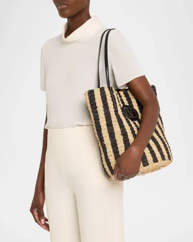 Valentino Garavani Striped Raffia Bucket Bag | Thumbnail 6 Valentino Garavani Striped Raffia Bucket Bag | Thumbnail 6