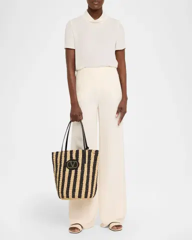 Valentino Garavani Striped Raffia Bucket Bag | Thumbnail 9 Valentino Garavani Striped Raffia Bucket Bag | Thumbnail 9