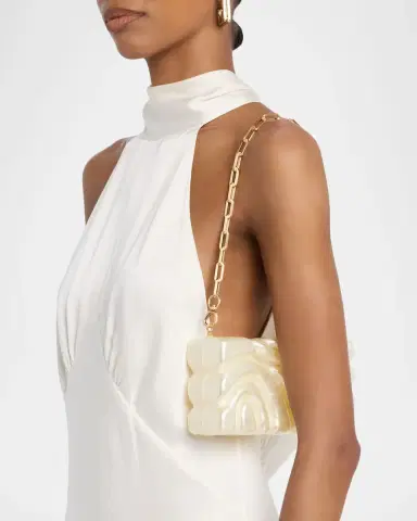 Cult Gaia Aura Sculptural Marbled Acrylic Clutch Bag | Thumbnail 2