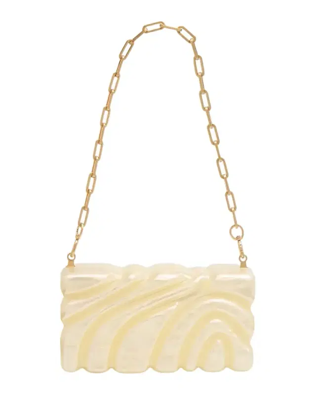 Cult Gaia Aura Sculptural Marbled Acrylic Clutch Bag