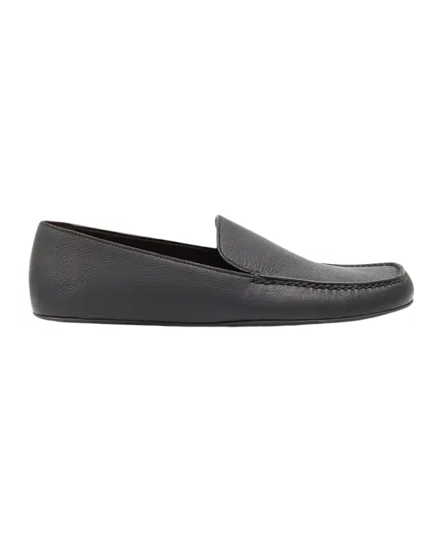 THE ROW Leo Grained Leather Slippers