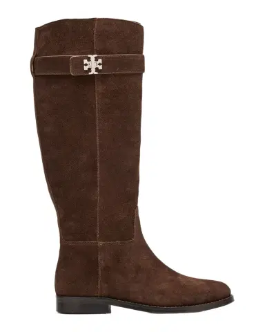 Tory Burch Turnlock Suede Knee-High Riding Boots | Thumbnail 1 Tory Burch Turnlock Suede Knee-High Riding Boots | Thumbnail 1