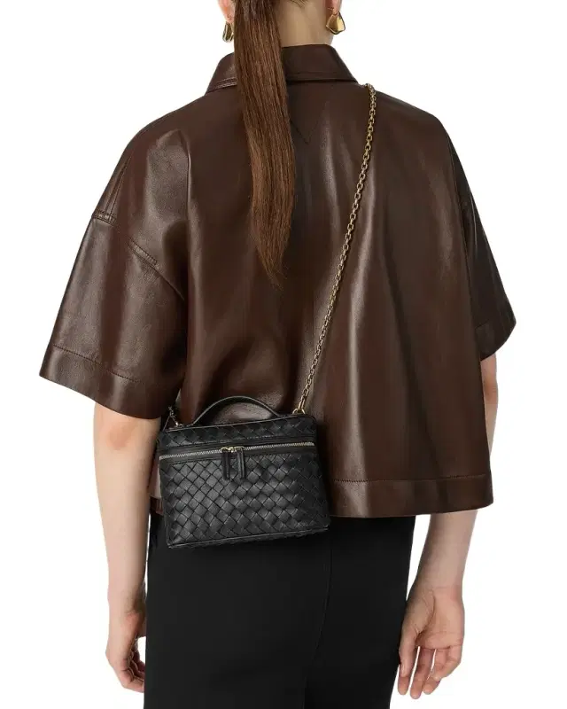 Bottega Veneta Small Soft Vanity Intrecciato Leather Crossbody Bag