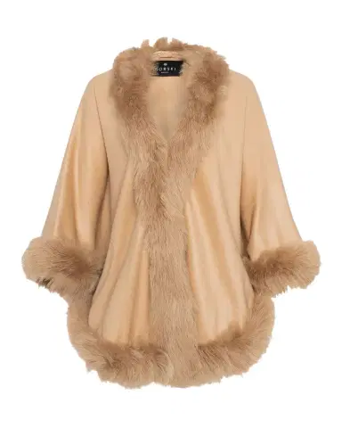Gorski Cashmere Cape with Toscana Shearling Lamb Trim | Thumbnail 1