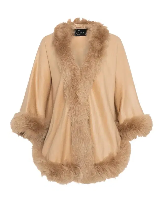 Gorski Cashmere Cape with Toscana Shearling Lamb Trim