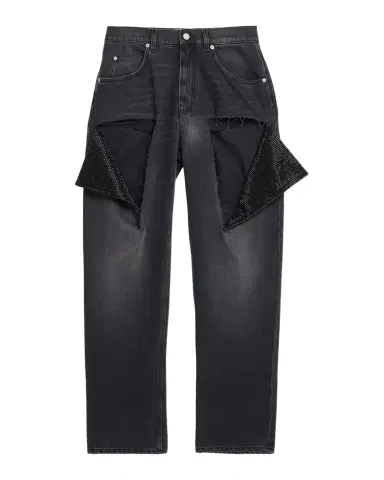 AREA Hotfix Thigh Slash Straight-Leg Jeans | Thumbnail 1 AREA Hotfix Thigh Slash Straight-Leg Jeans | Thumbnail 1