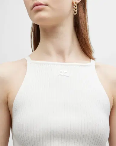 Courrèges Rib-Knit Tank Top with Pointed Hem | Thumbnail 5 Courrèges Rib-Knit Tank Top with Pointed Hem | Thumbnail 5