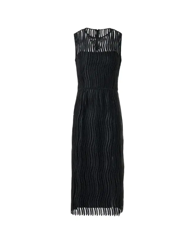 Techno Wave Guipure Sheath Midi Dress