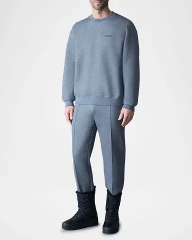Mackage Men's Julian Double-Face Jersey Silicone-Logo Crewneck Sweater | Thumbnail 3 Mackage Men's Julian Double-Face Jersey Silicone-Logo Crewneck Sweater | Thumbnail 3