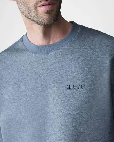 Mackage Men's Julian Double-Face Jersey Silicone-Logo Crewneck Sweater | Thumbnail 4 Mackage Men's Julian Double-Face Jersey Silicone-Logo Crewneck Sweater | Thumbnail 4