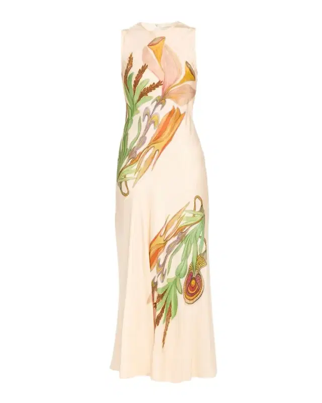 Gaea Printed Silk Midi Dress