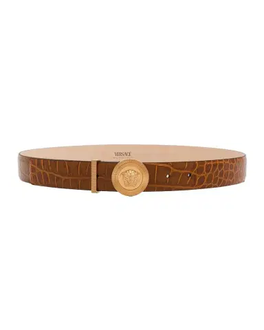Versace Medusa Biggie Croc-Embossed Leather Belt | Thumbnail 1 Versace Medusa Biggie Croc-Embossed Leather Belt | Thumbnail 1