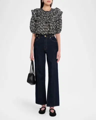 Ulla Johnson The Agatha Straight-Leg Pintuck Jeans | Thumbnail 2 Ulla Johnson The Agatha Straight-Leg Pintuck Jeans | Thumbnail 2