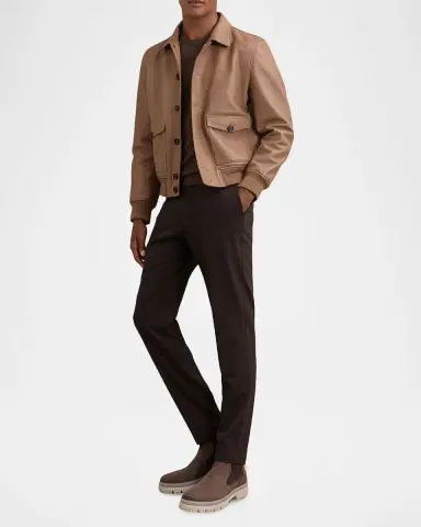Reiss Men's Harrington Tumbled eather Jacket | Thumbnail 2