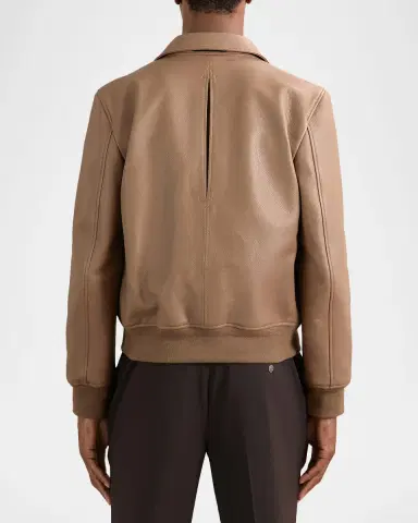 Reiss Men's Harrington Tumbled eather Jacket | Thumbnail 3