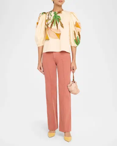 Ulla Johnson Ravena Printed Puff-Sleeve Blouse | Thumbnail 2 Ulla Johnson Ravena Printed Puff-Sleeve Blouse | Thumbnail 2