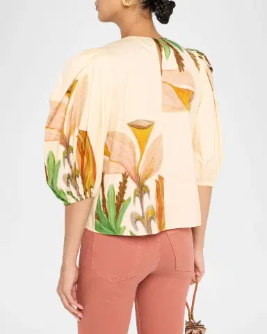 Ulla Johnson Ravena Printed Puff-Sleeve Blouse | Thumbnail 3 Ulla Johnson Ravena Printed Puff-Sleeve Blouse | Thumbnail 3